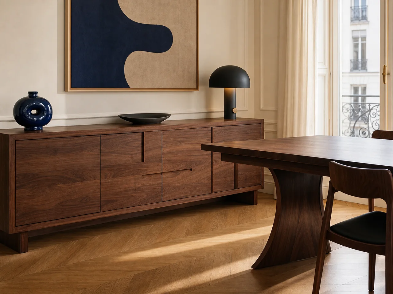 Mobilier en bois sur mesure dans un intérieur raffiné